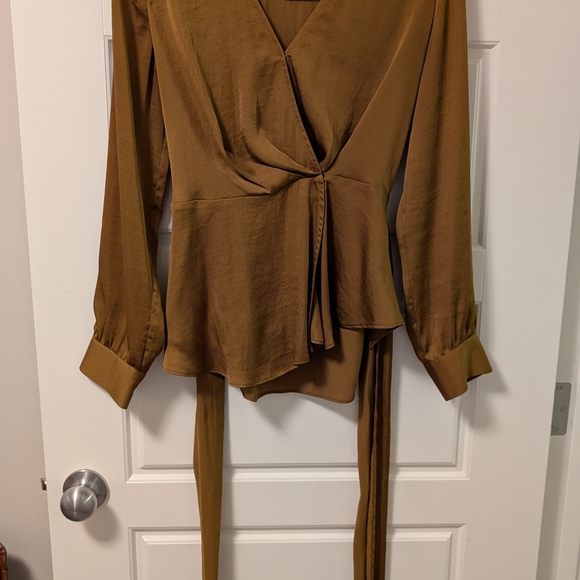 Elegant Mustard Wrap Top - Picture 5 of 13